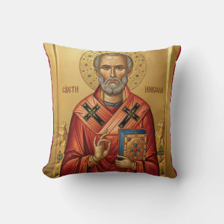 Orthodoxe Ikone des Heiligen Nikolaus Kissen