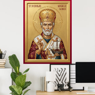 orthodoxe Ikone des Heiligen Nikolaus Poster