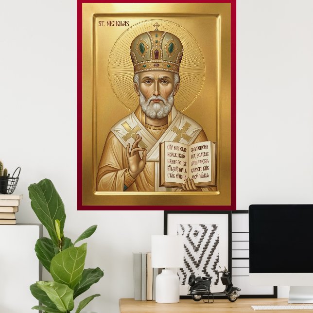 orthodoxe Ikone des Heiligen Nikolaus Poster (Heimbüro)