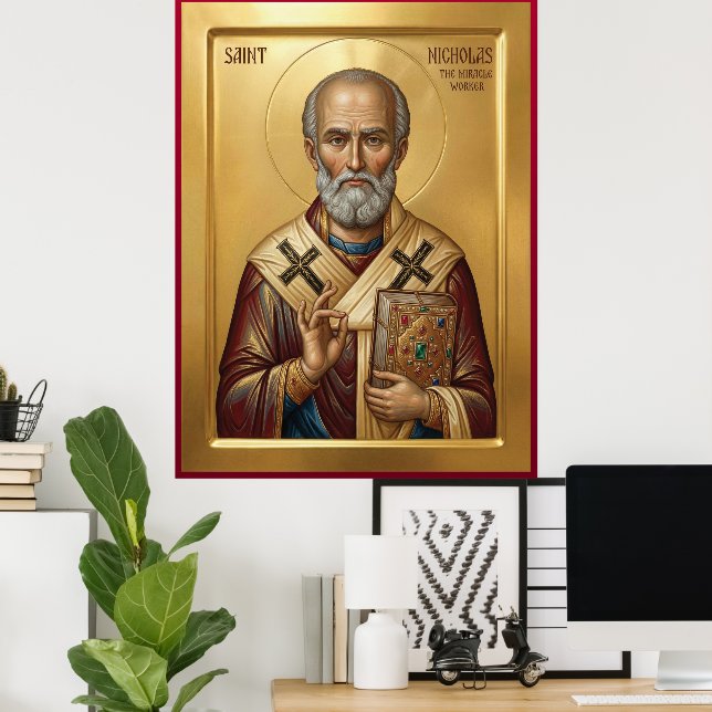 Orthodoxe Ikone des Heiligen Nikolaus Poster (Heimbüro)