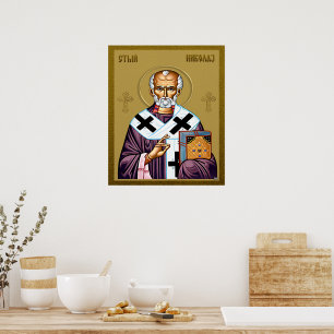 orthodoxe Ikone des Heiligen Nikolaus, serbisch 01 Poster