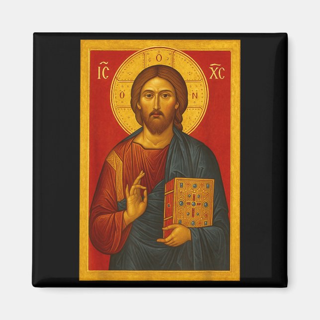 Orthodoxe Ikone Jesu Christi Pantokrator  Magnet (Vorne)