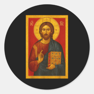 Orthodoxe Ikone Jesu Christi Pantokrator Runder Aufkleber