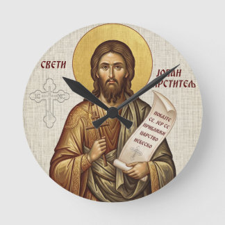 Orthodoxe Ikone Johannes des Täufers Runde Wanduhr