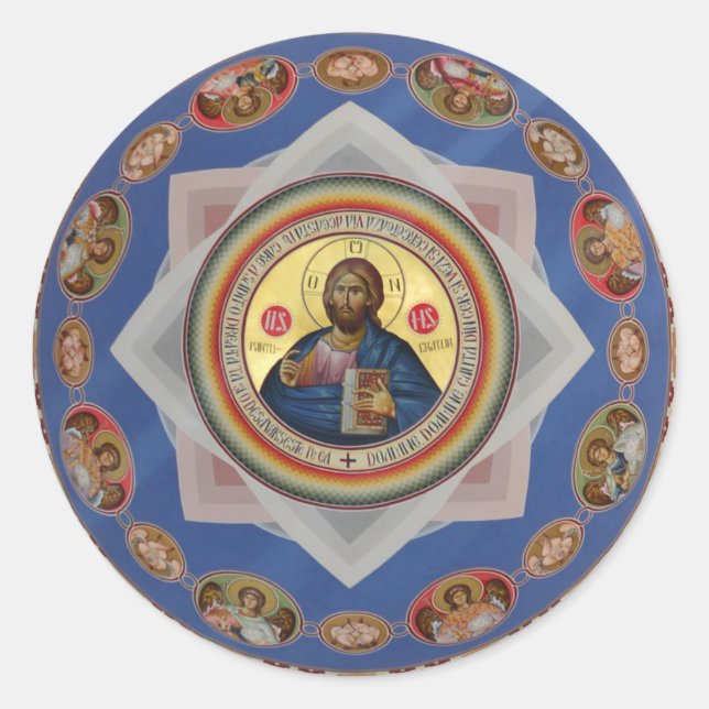 orthodoxe Ikone Kirche Heilige Heilige Runder Aufkleber (Vorderseite)