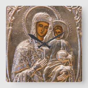 Orthodoxe Ikone Quadratische Wanduhr