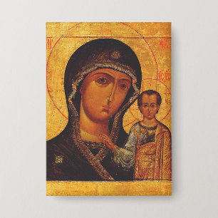 Orthodoxe Ikone Unsere Liebe Frau von Kasan Button