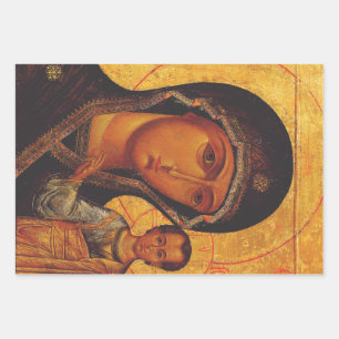 Orthodoxe Ikone Unsere Liebe Frau von Kasan Geschenkpapier Set