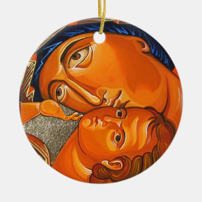 Orthodoxe Ikonen-Weihnachtsverzierung Keramik Ornament (Vorne)