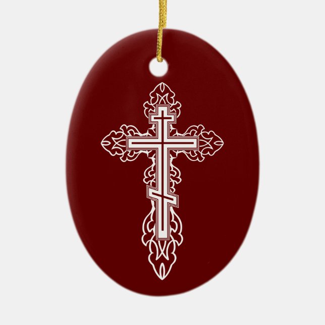Orthodoxe Kreuz Keramik Ornament (Vorne)