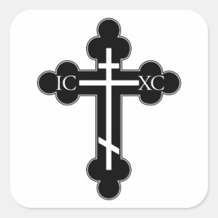 Orthodoxe Kreuz Quadratischer Aufkleber