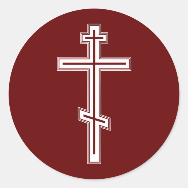 Orthodoxe Kreuz Runder Aufkleber (Vorderseite)