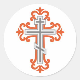 Orthodoxe Kreuz Runder Aufkleber