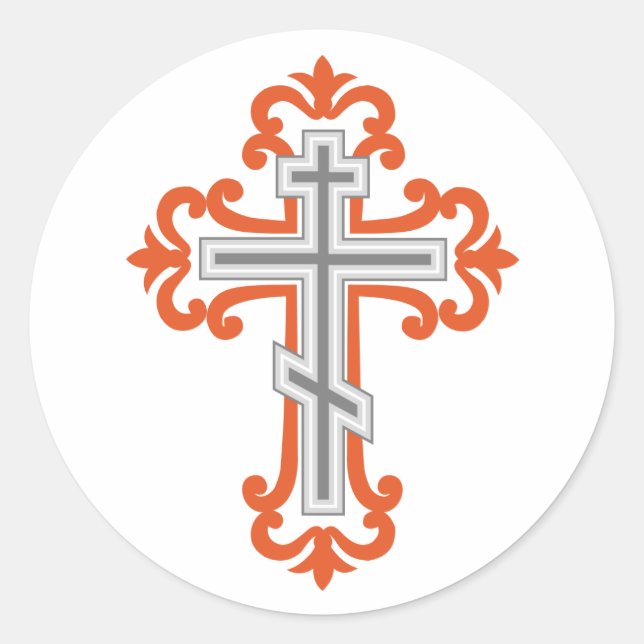 Orthodoxe Kreuz Runder Aufkleber (Vorderseite)