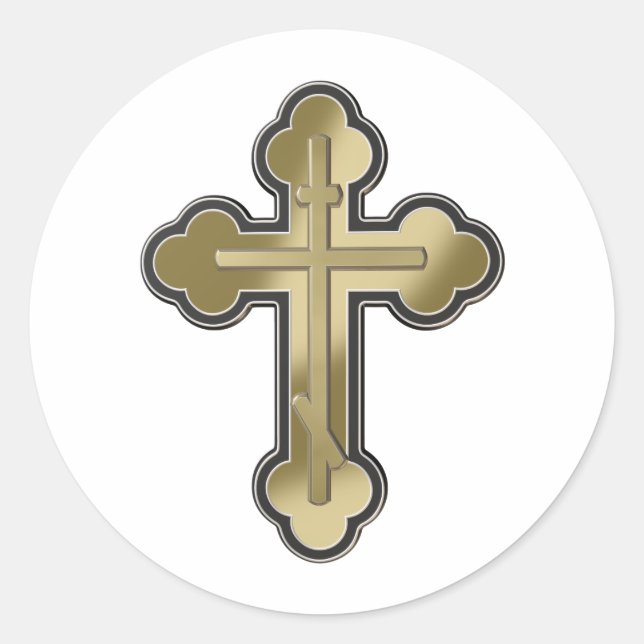 Orthodoxe Kreuz Runder Aufkleber (Vorderseite)