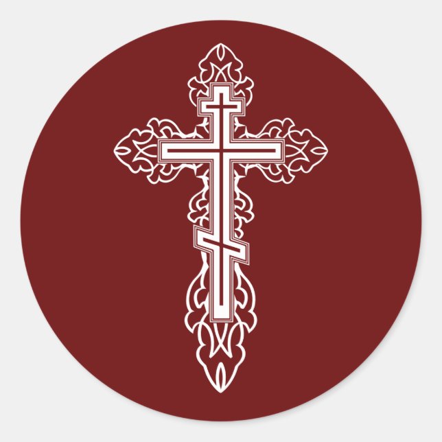 Orthodoxe Kreuz Runder Aufkleber (Vorderseite)