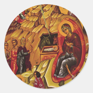Orthodoxe Krippe Runder Aufkleber
