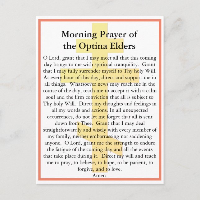 Orthodoxe Optina Elders Morning Gebetskarte Postkarte (Vorderseite)