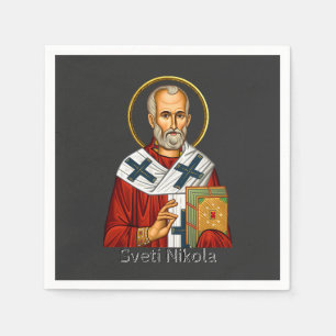Orthodoxe serbische Briefikone des heiligen Nikola Serviette