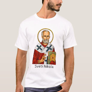 Orthodoxe serbische Briefikone des heiligen Nikola T-Shirt