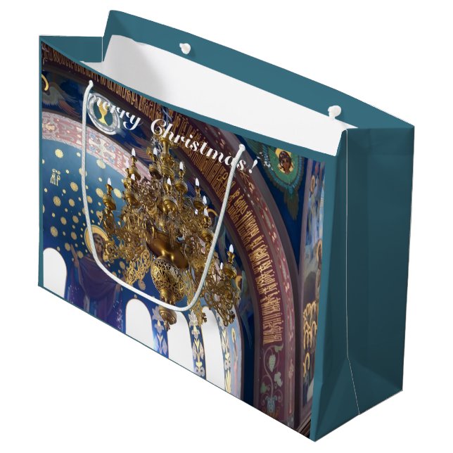 Orthodoxe Weihnachten. Die reiche Dekoration Große Geschenktüte (Vorderseite Schrägansicht)