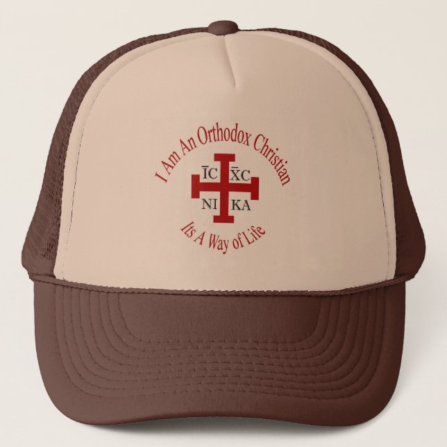 Orthodoxes christliches Jerusalem-Kreuz Truckerkappe (Vorderseite)