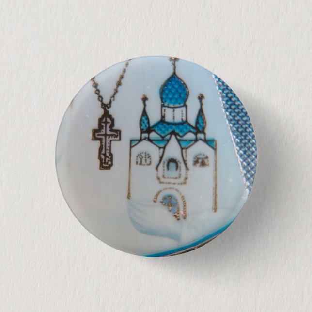 Orthodoxes Ikonen-Detail-kleiner Knopf Button (Vorderseite)