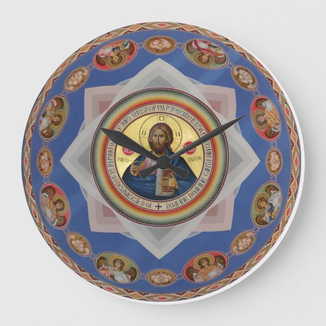 orthodoxes Ikonengottkirchen-Religionsheiliges Große Wanduhr (Vorderseite)