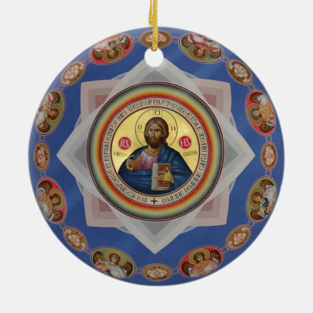 orthodoxes Ikonengottkirchen-Religionsheiliges Keramik Ornament (Hinten)