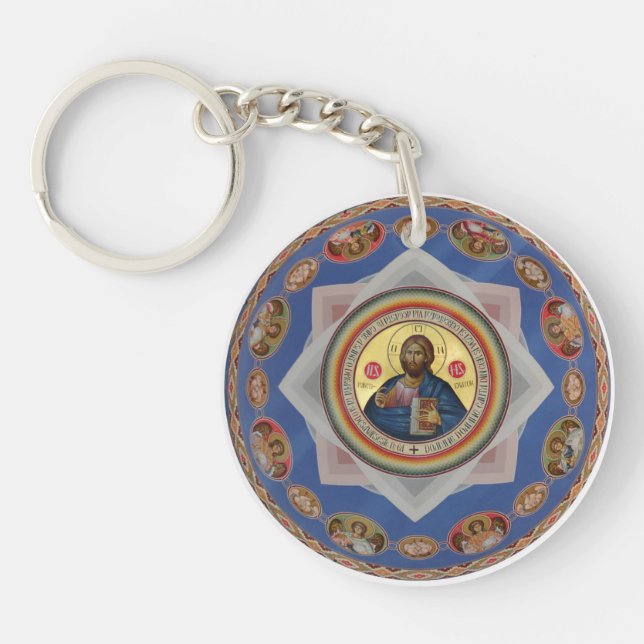 orthodoxes Ikonengottkirchen-Religionsheiliges Schlüsselanhänger (Vorderseite)