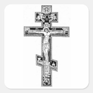 Orthodoxes Kreuz Quadratischer Aufkleber
