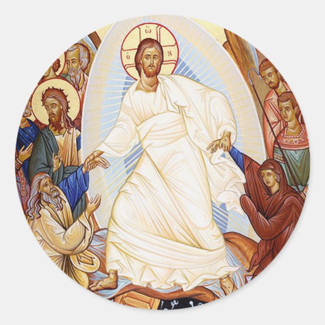 Orthodoxes Symbol der Anastasenresurrektion Runder Aufkleber (Vorderseite)
