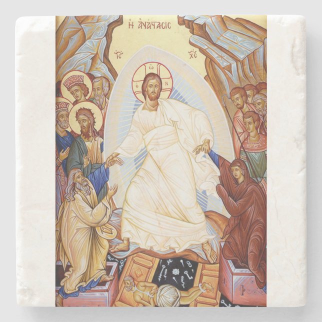 Orthodoxes Symbol der Anastasenresurrektion Steinuntersetzer (Vorderseite)