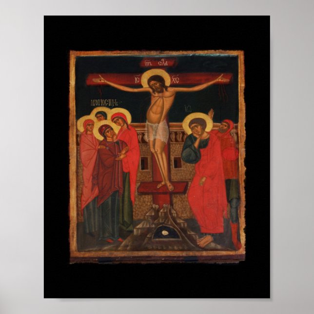 Orthodoxes Symbol Jesu auf dem Kreuz Poster (Vorne)