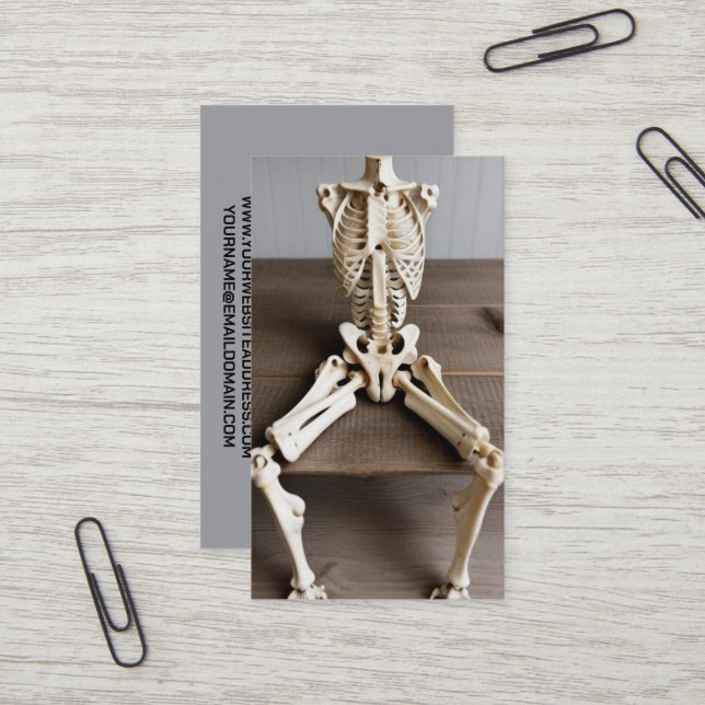 Orthopädie Chirurg Sitzen Skelett Visitenkarte (Vorderseite/Rückseite Beispiel)