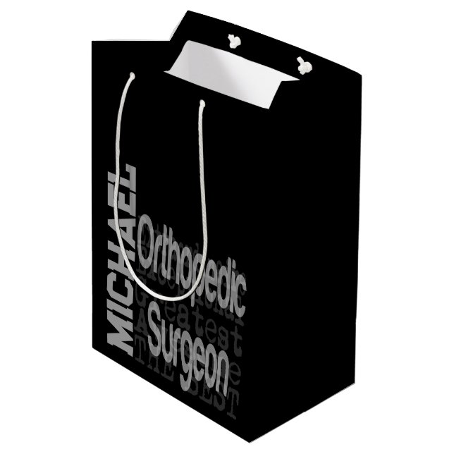 Orthopädie Chirurgen Extraordinaire CUSTOM Mittlere Geschenktüte (Rückseite Schrägansicht)