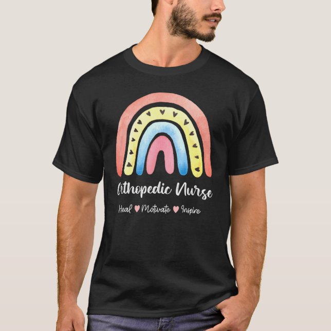 Orthopädie Krankenheilmotivat Inspirier Boho Rainb T-Shirt (Vorderseite)