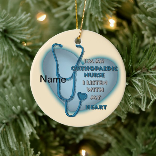 Orthopädie Nurse Blaues Herz Keramik Ornament (Baum)