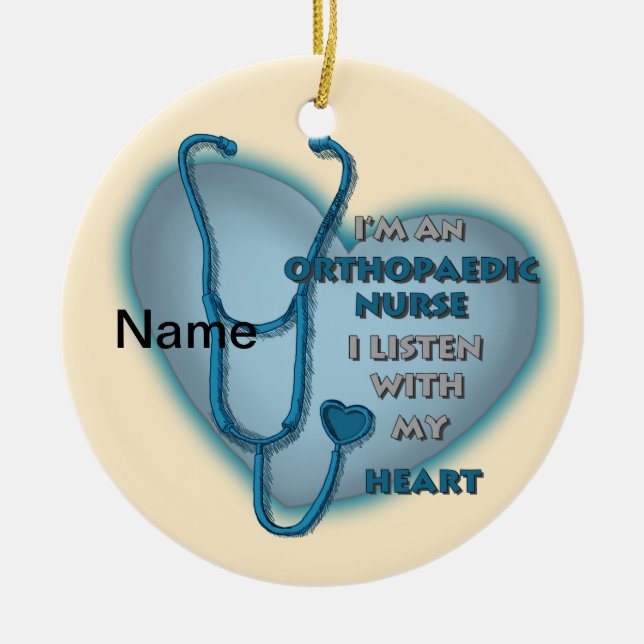 Orthopädie Nurse Blaues Herz Keramik Ornament (Vorne)