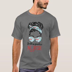 Orthopädie Nurse Messy Bun Liebe Herz Stethoskop T-Shirt