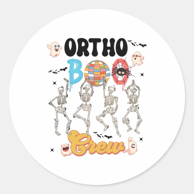 Orthopädische Halloween-Boo-Crew Runder Aufkleber (Vorderseite)