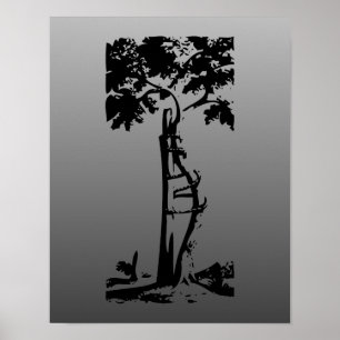 Orthopädischer gekrümmter Baum auf Steigung Poster