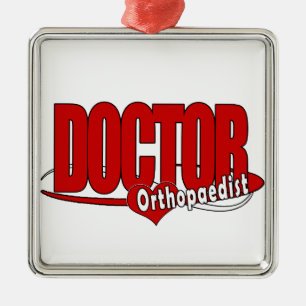ORTHOPEDISTISCHES LOGO BIG RED DOCTOR ORNAMENT AUS METALL