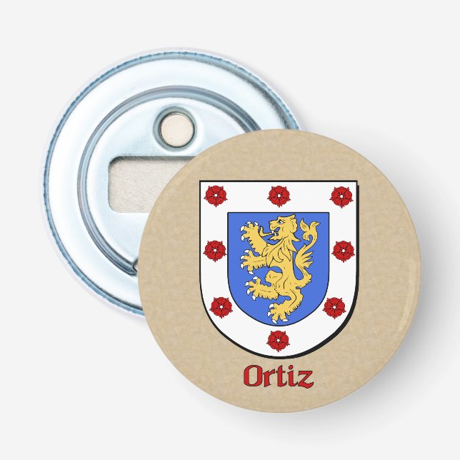 Ortiz Heraldic Arms on Parchstyle Back Flaschenöffner (Vorderseite)