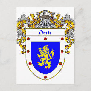 Ortiz-Wappen (mantled) Postkarte