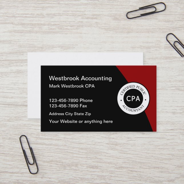 Örtliche CPA-Buchhalter Moderne Emblem-Visitenkart Visitenkarte (Vorderseite/Rückseite Beispiel)