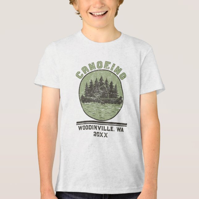Ortsname des benutzerdefinierten Kanufahrers Tri-Blend Shirt (Vorderseite)