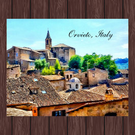 Orvieto Italien Hillside mit Orvieto Italien Text Poster