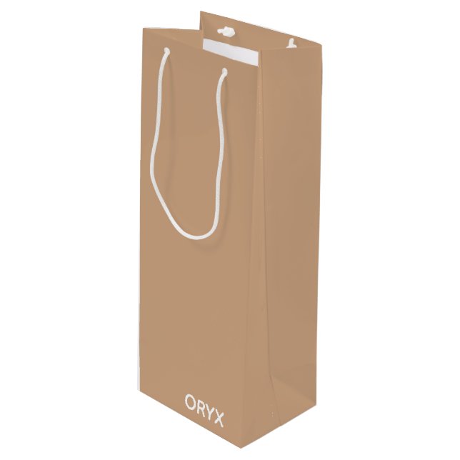 oryx-braune Farbe Geschenktüte Für Weinflaschen (Vorderseite Schrägansicht)