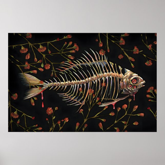 Os de poisson avec fleurs - impression mini 5x7in  (Devant)